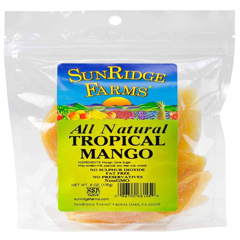 Sunridge Farms Unsweetened, Unsulphured Mango Spears, 6-Ounce Bags (Pack of 12)