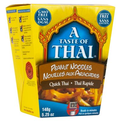 A Taste of Thai Peanut Sauce Noodles |Heat & Eat Instant Noodle | Flavored with Authentic Thai Sauce - Non-GMO,Gluten Free,Trans Fat Free- Perfect Side for Chicken,Fish & Meat Entrees| 1 Pack (5.25oz)