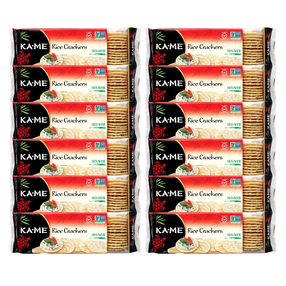 Ka-Me Rice Crackers Gluten Free And Non GMO Verified - Sesame (Pack of 12)