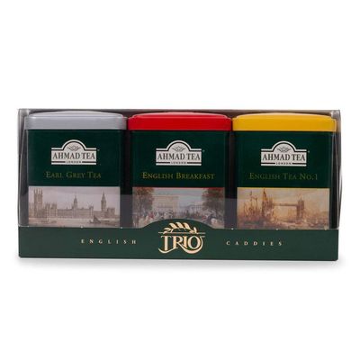 Ahmad Tea English Scenes Triple Tea Gift Pack, Variety Pack of English Breakfast, English Afternoon, and Earl Grey, 4.3-Ounce Tins (Pack of 3)