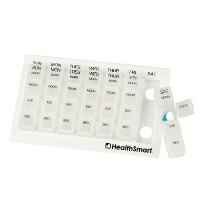 DMI Weekly 7-Day Pill Organizer Medication Planner, 28 1.5 x 1.5 Inch Containers, Clear