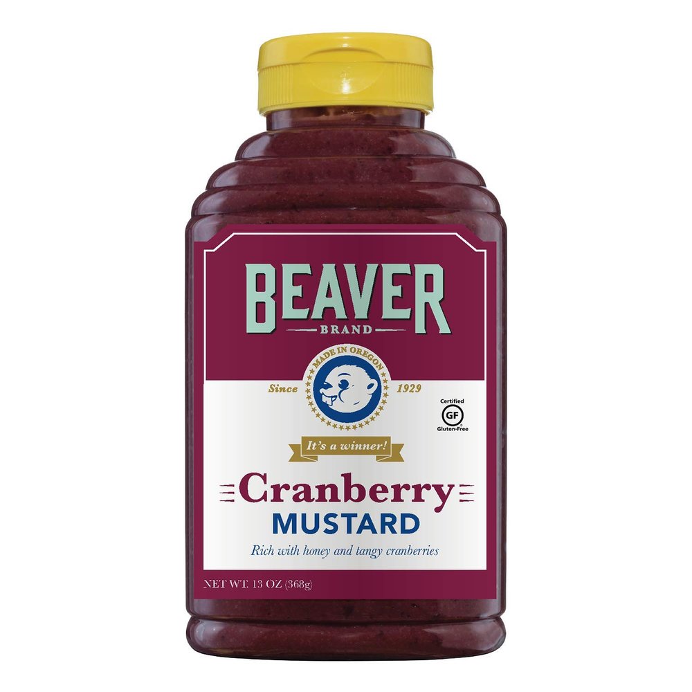 Beaver Cranberry Mustard, 13 Ounce Squeeze Bottle (Pack of 6)