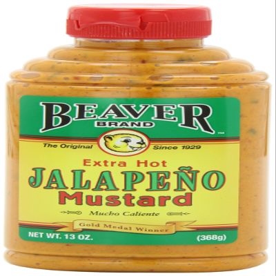 Beaver Jalapeno Mustard, 13 Ounce Squeeze Bottle (Pack of 6)