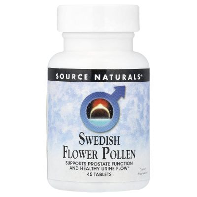 Source Naturals Swedish Flower Pollen Extract Supplement, Supports Prostate Function and Healthy Urine Flow - 45 Tablets