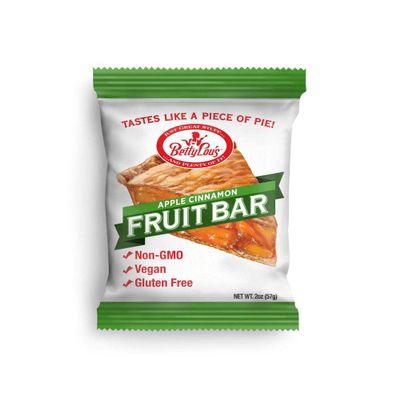 Betty Lou's Fruit Bars, Apple Cinnamon Pack of 12, Gluten Free, Vegan, Non GMO, Deliciously Healthy Snacks Made with All Natural Fruit Juice, Individually Wrapped, 2 oz. Each, 12 Bars