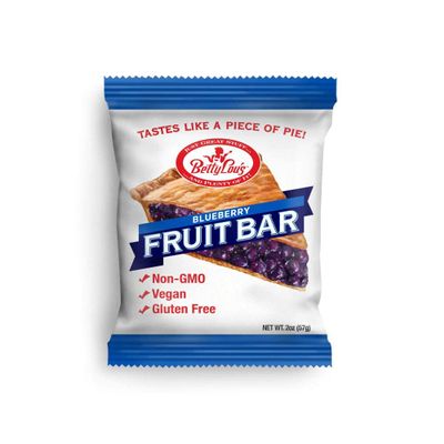 Betty Lou's Fruit Bars, Blueberry Pack of 12, Gluten Free, Vegan, Non GMO, Deliciously Healthy Snacks Made with All Natural Fruit Juice, Individually Wrapped, 2 oz. Each, 12 Bars