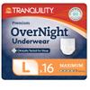 Tranquility Premium OverNight Disposable Absorbent Underwear (16 Count) - L, 44-54 in. Waist - Maximum Absorbency, All-Night Sleep, Breathable Comfort, 16 Adult Diapers view 1