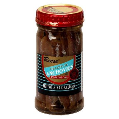 Reese Flat Anchovies in Glass, 3.53-Ounce Jars (Pack of 6)