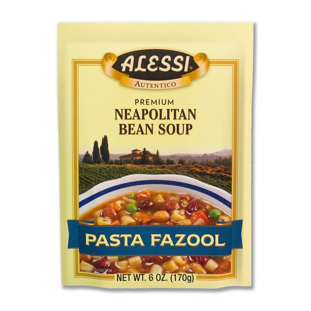 Alessi Autentico Premium Soups, Traditional Flavors, 6oz (Neapolitan Bean, Pack of 6)