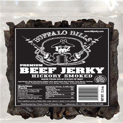 Buffalo Bills 12.5oz Premium Hickory Beef Jerky 7 Strips (25 hickory smoked jerky strips per bag)