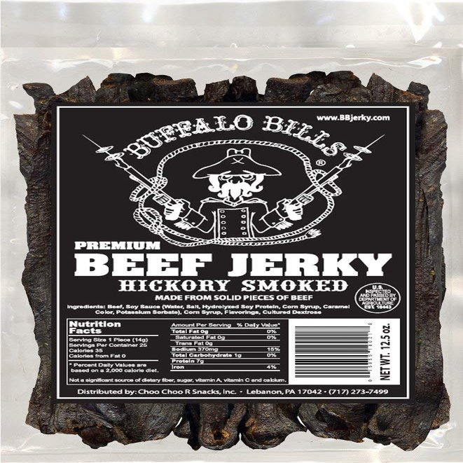 Buffalo Bills 12.5oz Premium Hickory Beef Jerky 7 Strips (25 hickory smoked jerky strips per bag)
