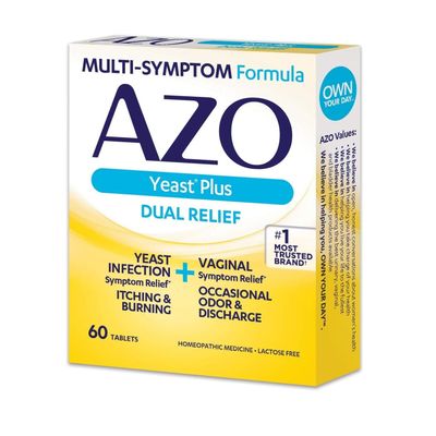 AZO Natural YeastPlus Symptom Prevention Tablets, 400 mg, 60-Count Boxes (Pack of 3)