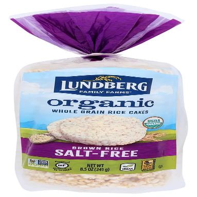 Lundberg Family Farms Organic Brown Rice Cakes, Salt-Free, 8.5 Ounce (Pack of 12)