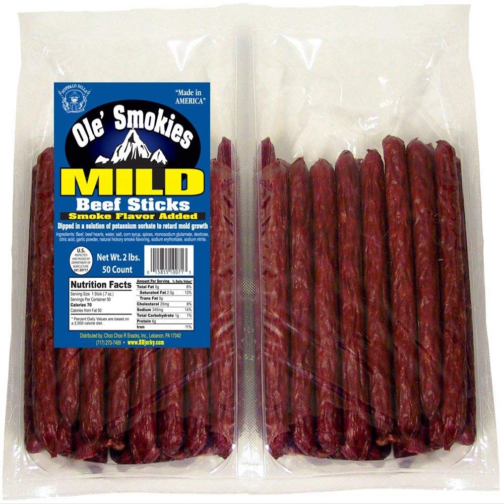 Buffalo Bills 2-lb Mild 5" Ole' Smokies Saddlebag (50 twist-end beef sticks per saddlebag)