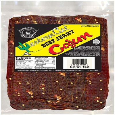 Buffalo Bills Cajun Western Cut Big Slab Beef Jerky (15 beef jerky slabs per bag)