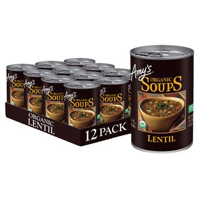Amy's Soup, Vegan, Gluten Free, Organic Lentil, 14.5 Ounce (Pack of 12)