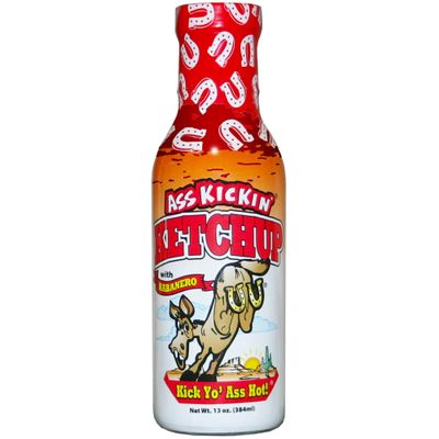 ASS KICKIN' Ketchup with Habanero  13 oz. Bottle  Premium Gourmet Spicy Ketchup  Perfect Condiment for French Fries and Hamburgers