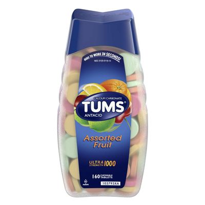 TUMS Ultra Strength Assorted Fruit Antacid Chewable Tablets for Heartburn Relief, 160 count