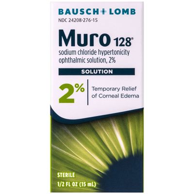 Muro 128 Sodium Chloride Hypertonicity Ophthalmic Solution 2%, Temporary Relief of Corneal Edema, Sterile, 0.5 fl oz