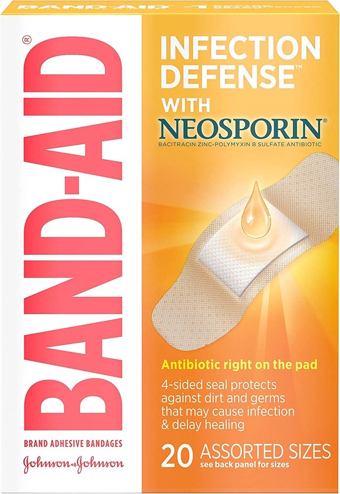Band-Aid Adhesive Bandages Plus Antibiotic, Assorted, 20 Bandages