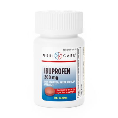 GeriCare Ibuprofen 200mg Pain Reliever and Fever Reducer  Tablets for Headaches, Colds, Toothaches, and Joint Pain 100 Count (Pack of 1)