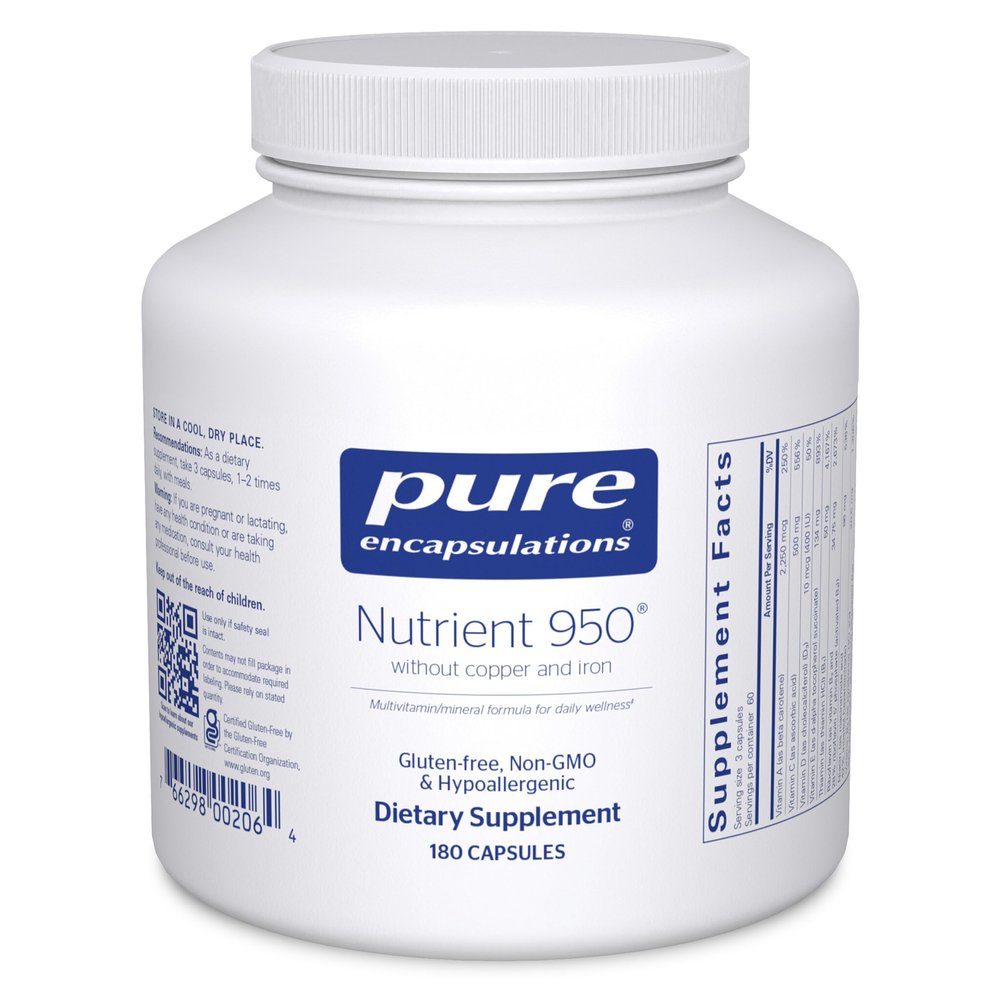 Pure Encapsulations Nutrient 950 Without Copper & Iron | Hypoallergenic Multi-Vitamin/Mineral Formula for Optimal Health | 180 Capsules