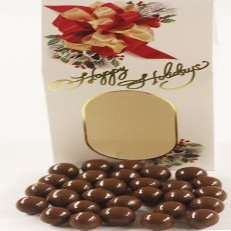 Scott's Cakes Chocolate Malt Balls in a 8 oz. Standing Happy Holidays Box
