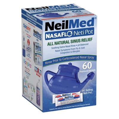 NeilMed NasaFlo Unbreakable Neti Pot with Premixed Packets 50 Count (Pack of 1)