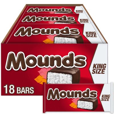 MOUNDS Coconut and Dark Chocolate King Size, Candy Bars, 3.5 oz (18 Count)