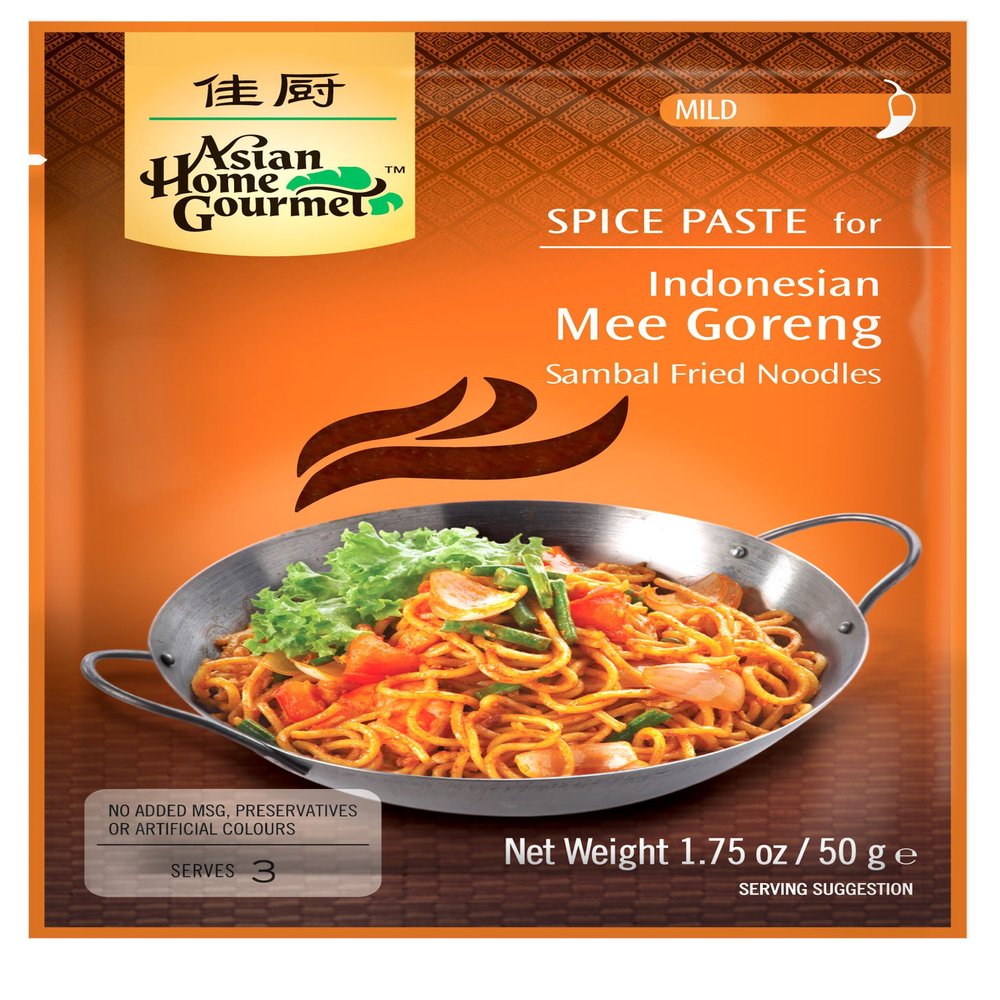 Asian Home Gourmet Mee Goreng Sambal Stir Fry Noodle Mix, 1.75-Ounce Pouch (Pack of 12)