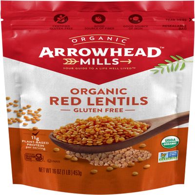 Arrowhead Mills Organic Red Lentils, 16 oz Bag (Pack of 12)