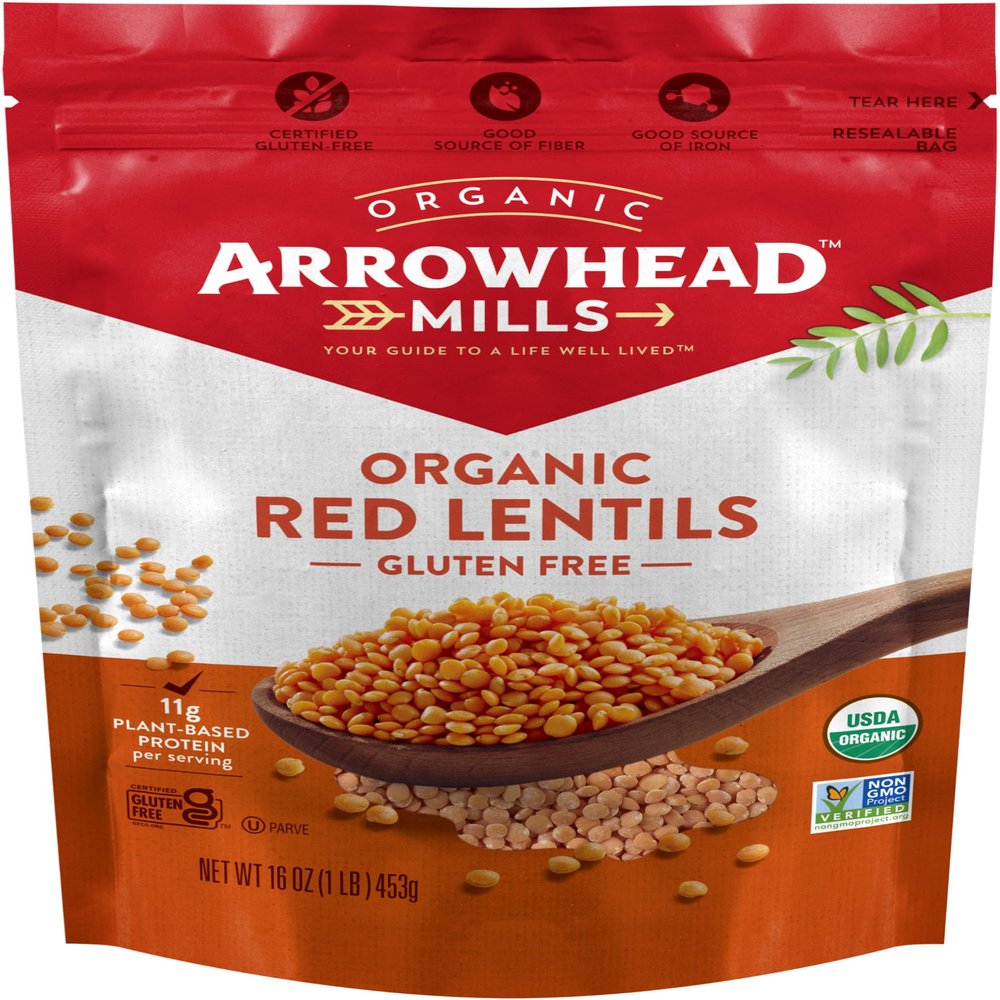Arrowhead Mills Organic Red Lentils, 16 oz Bag (Pack of 12)
