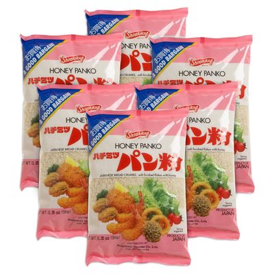 Shirakiku Panko Breadcrumbs - Crispy Panko Flakes, Light and Crunchy, Wheat Bread Crumbs for Cooking and Frying - 12.35-Ounce Bags (Pack of 6)
