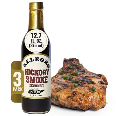 ALLEGRO - The Marinate Everything Marinades | Perfect Marinades for Meat & Veggies | Marinade for Grilling, Roasting & Cooking | Kosher & Gluten Free | 12.7 Oz (Pack of 3) - Hickory Smoke