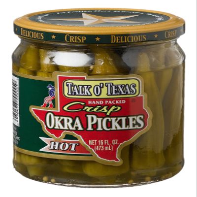 Talk O' Texas Okra Pickles, Hot, 16-Ounce Jars (Pack of 12)