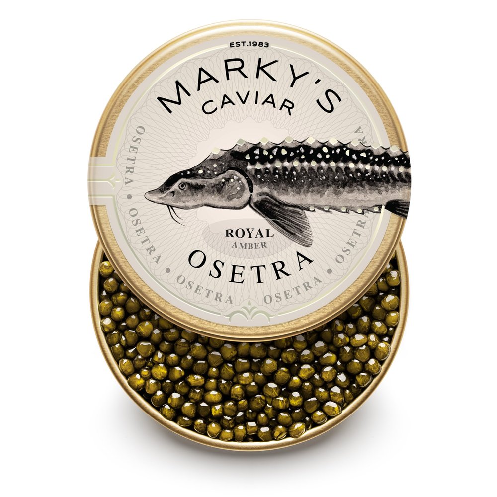 MARKY'S Royal Amber Osetra Sturgeon Black Caviar - 1.75 oz / 50 g - Malossol Ossetra Black Roe GUARANTEED OVERNIGHT