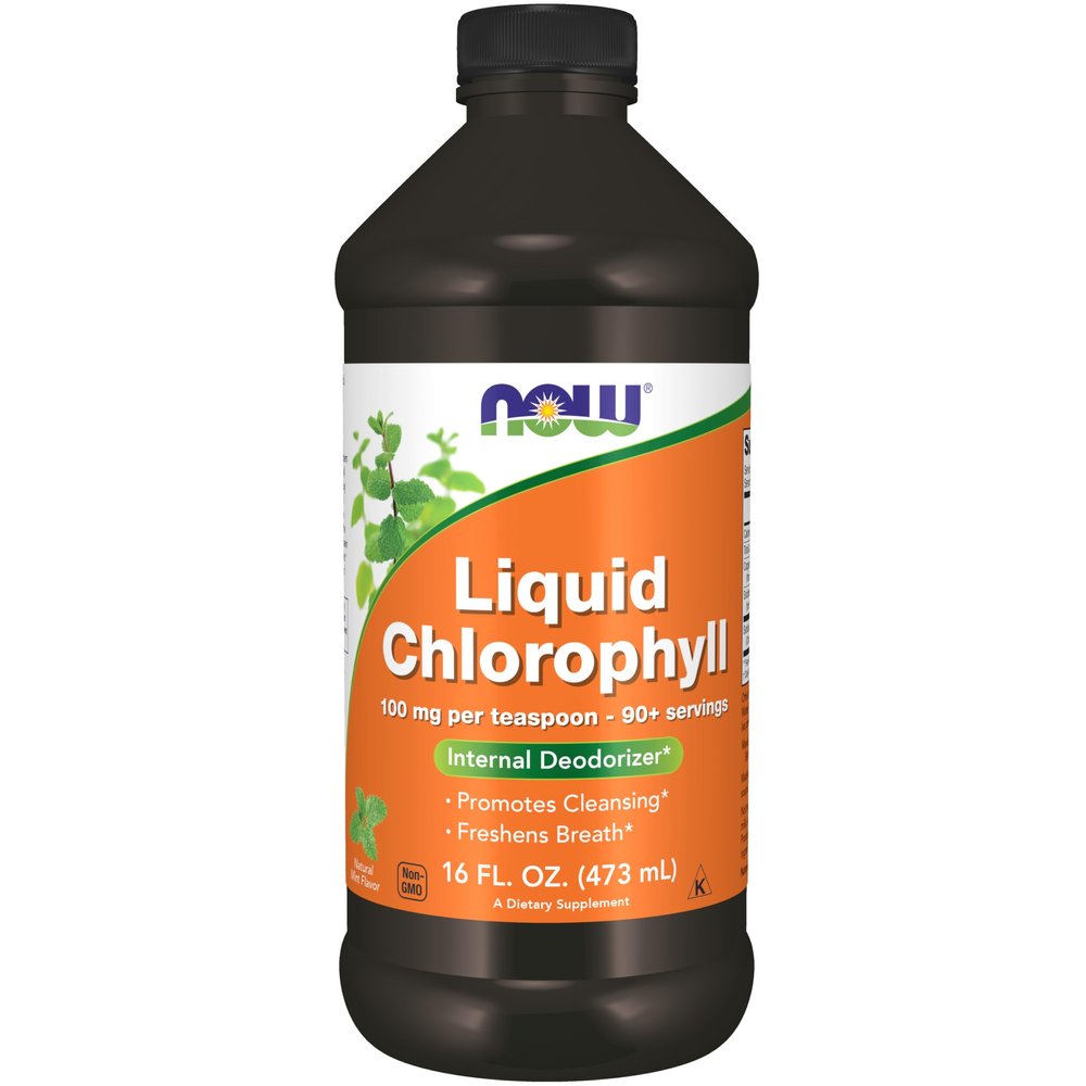 NOW Supplements, Liquid Chlorophyll, 100 mg per teaspoon Mint Flavor, 16 oz