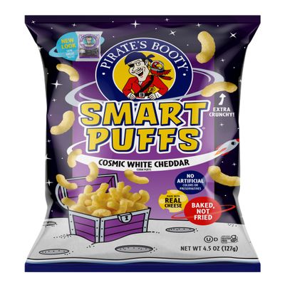 Pirate's Booty Smart Puffs, Real Cheddar, 4.5oz Grocery Sized Bag, Gluten Free, Healthy Kids Snacks