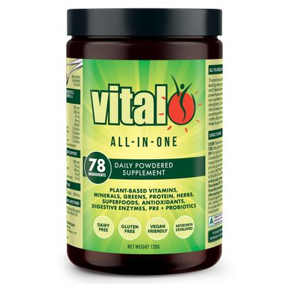 Vital All-in-One Daily Powdered Supplement - Natural Greens Superfood Powder for Energy & Health, Super Greens Powder Drink Mix with Probiotic & Antioxidant Support - 4.23 oz (12 Servings)