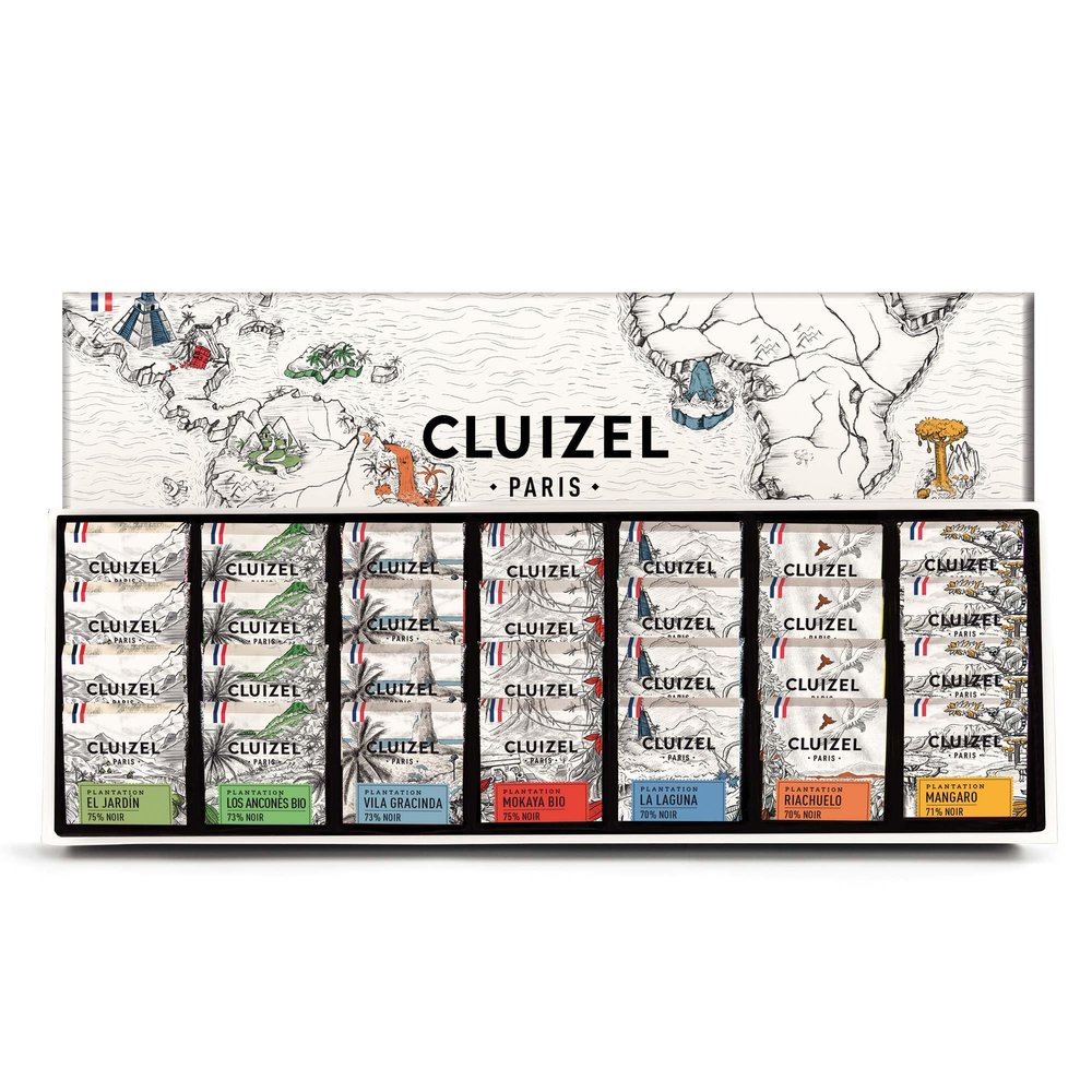 Michel Cluizel Les 1ers Crus de Plantation - Sample Box of Single Origin Chocolate - 28 Dark Chocolate Squares