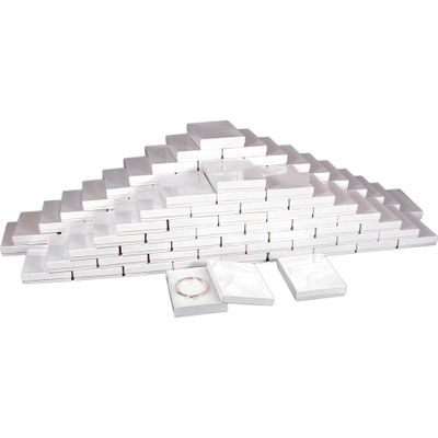 100 Cotton White Necklace Pendant Jewelry Gift Boxes 5 3/8"