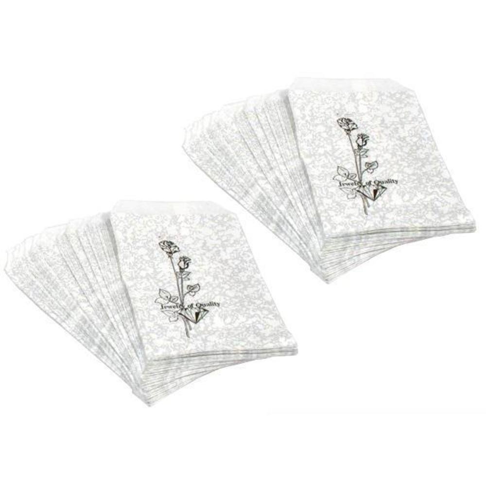 100 Silver Paper Gift Bags Shopping Tote Sales Bag 6 x 4"