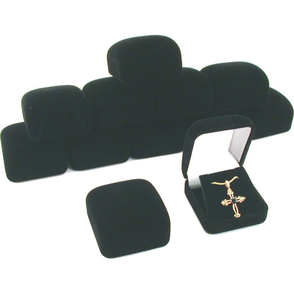 12 Black Flocked Earring Pendant Jewelry Gift Boxes