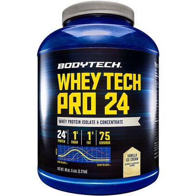 BODYTECH Whey Tech Pro24 Powder Vanilla Ice Cream (5 lbs/ 75 Servings)
