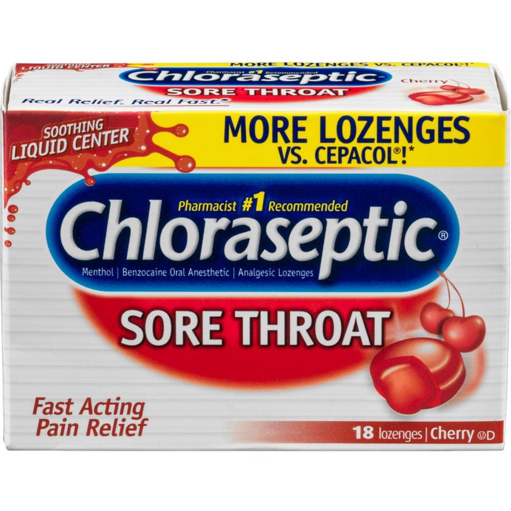 Chloraseptic Sore Throat Lozenges, Cherry Flavor, 18 Count