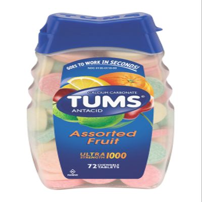 Tums Ultra 1000 Antacid Tablets, Assorted Fruit, 72-Tablets (Pack of 6)