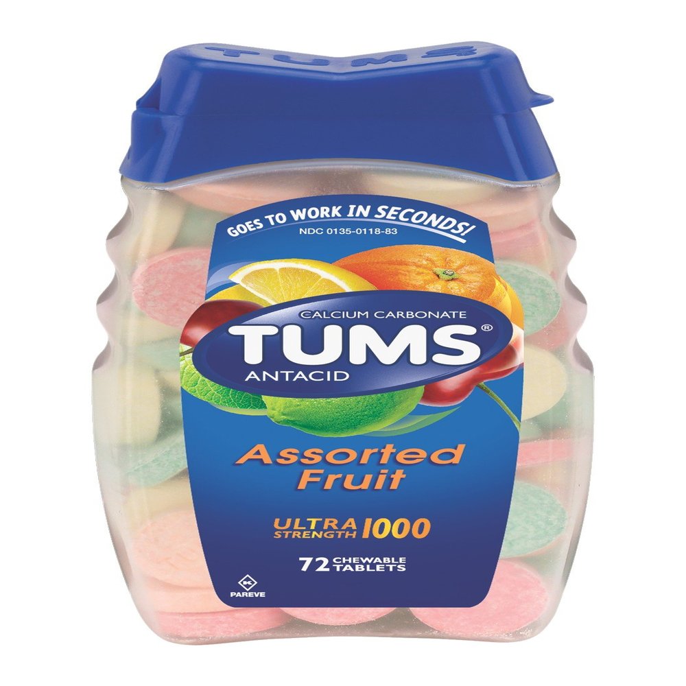 Tums Ultra 1000 Antacid Tablets, Assorted Fruit, 72-Tablets (Pack of 6)