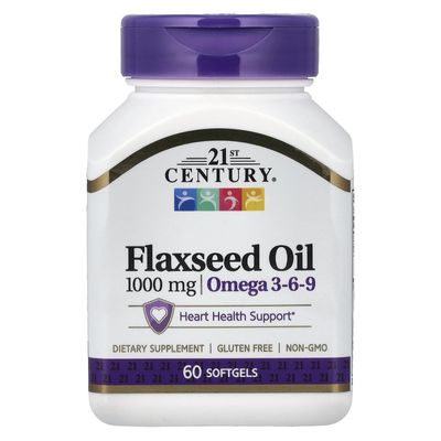 21st Century Flaxseed Oil 1000 mg Softgels, 60 Count (22407)