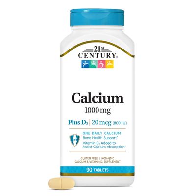 21st Century Calcium Plus D Tablets, 1000 mg, 90 Count