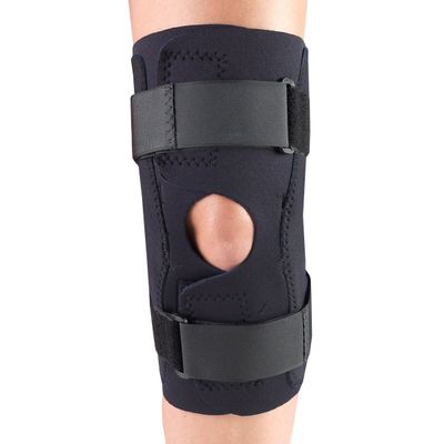 OTC Knee Stabilizer Wrap, Hinged Bars, Neoprene, Black, Small